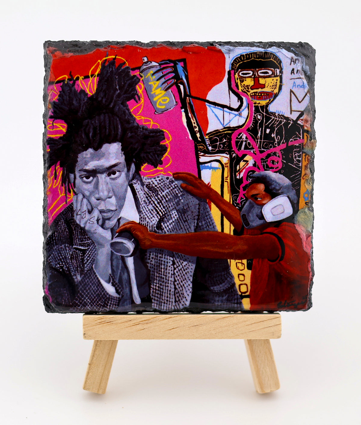 Slate Rock Art Coaster of Acrylic Painting - Jean-Michel Basquiat - by Sal Vargas KLAS