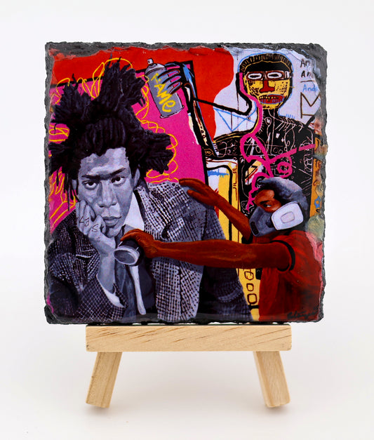 Slate Rock Art Coaster of Acrylic Painting - Jean-Michel Basquiat - by Sal Vargas KLAS