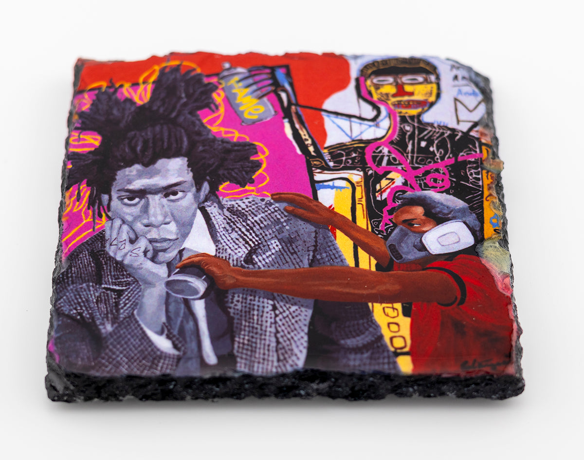 Slate Rock Art Coaster of Acrylic Painting - Jean-Michel Basquiat - by Sal Vargas KLAS