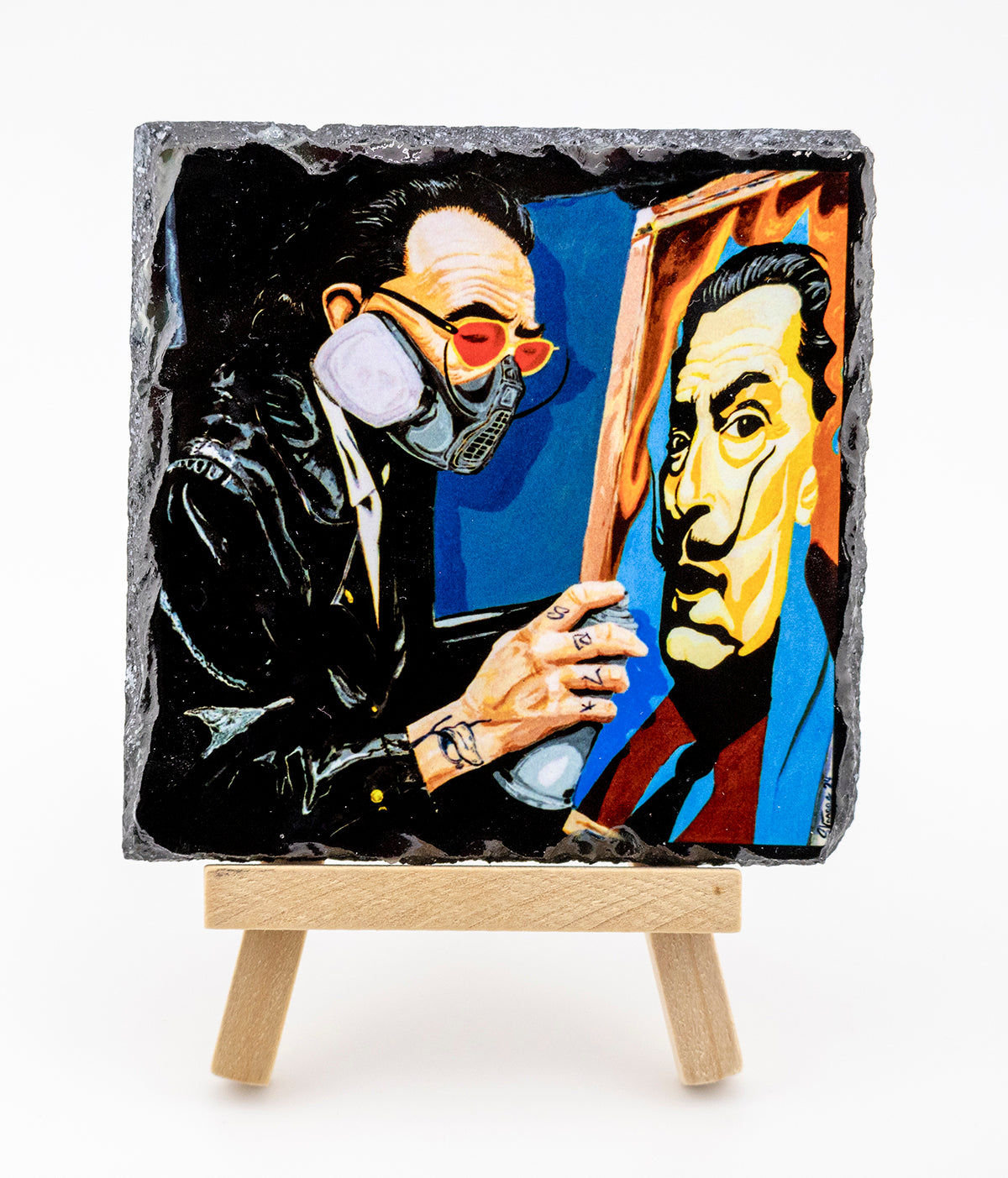 Slate Rock Art Coaster - Dali painting Dali - by Sal Vargas KLAS