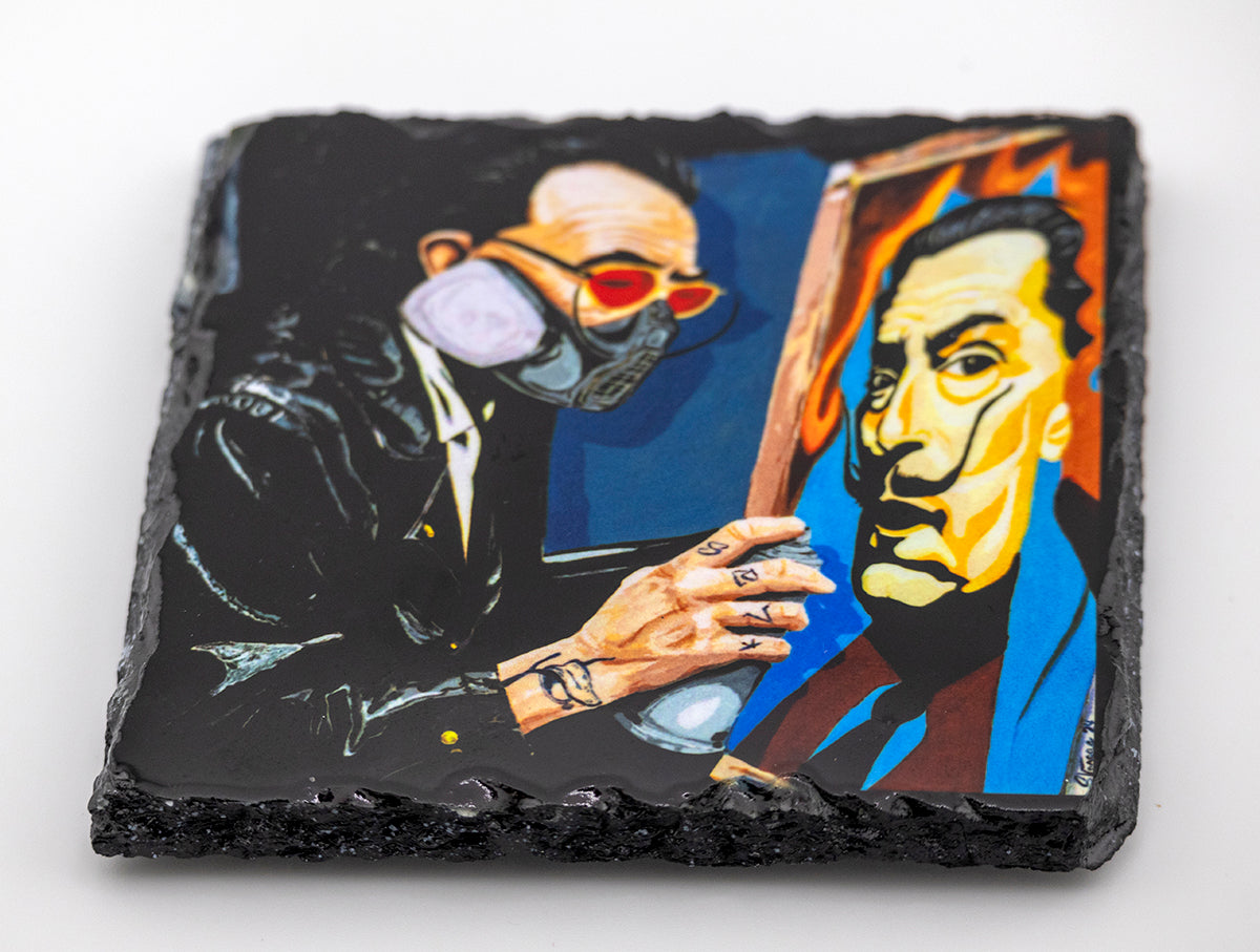 Slate Rock Art Coaster - Dali painting Dali - by Sal Vargas KLAS