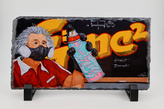 Slate Rock Plaque - Einstein's Graffiti is Relative - by SAL VARGAS / KLAS