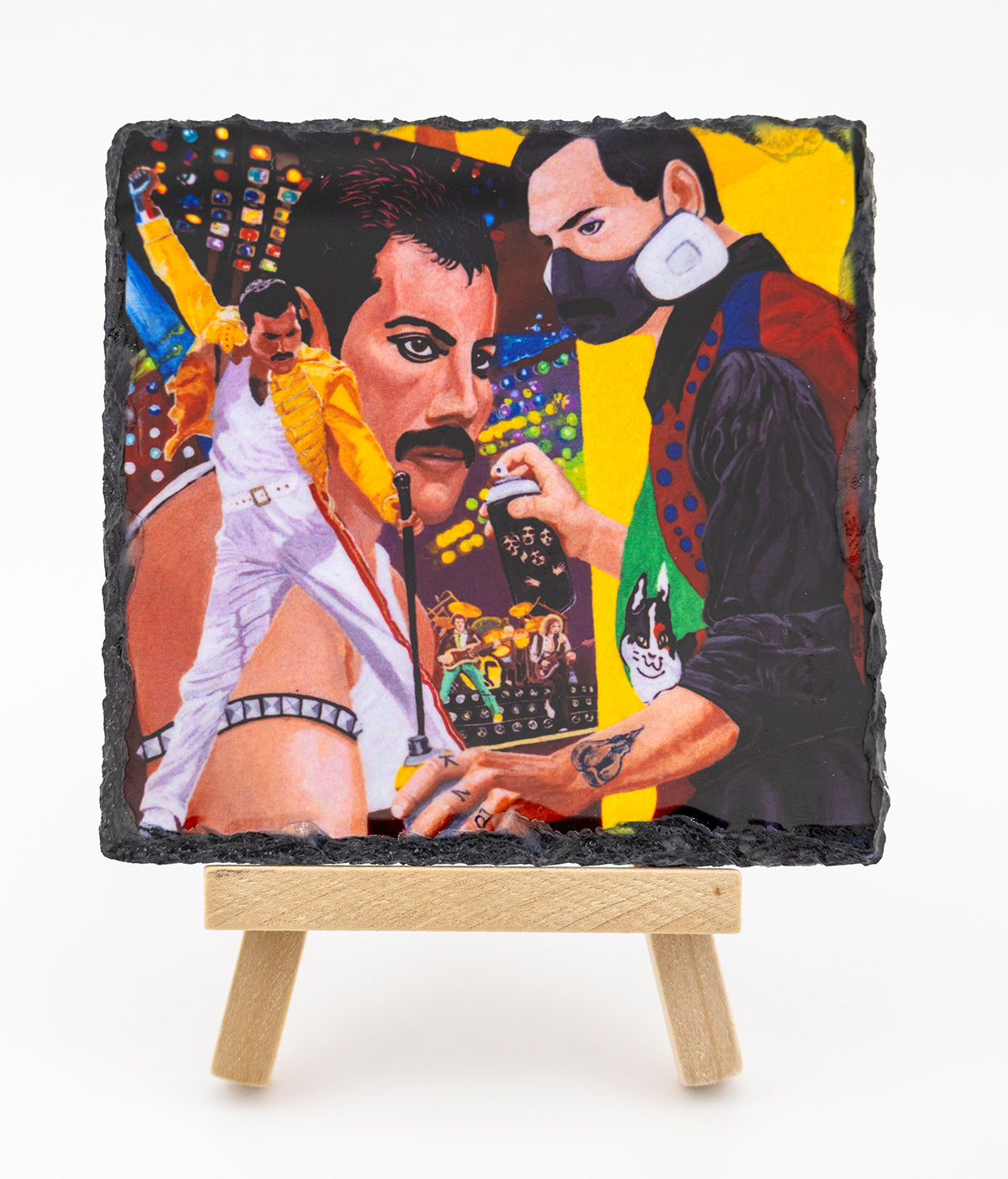 Slate Rock Art Coaster - Freddie Mercury "Reminiscing" - by Sal Vargas KLAS