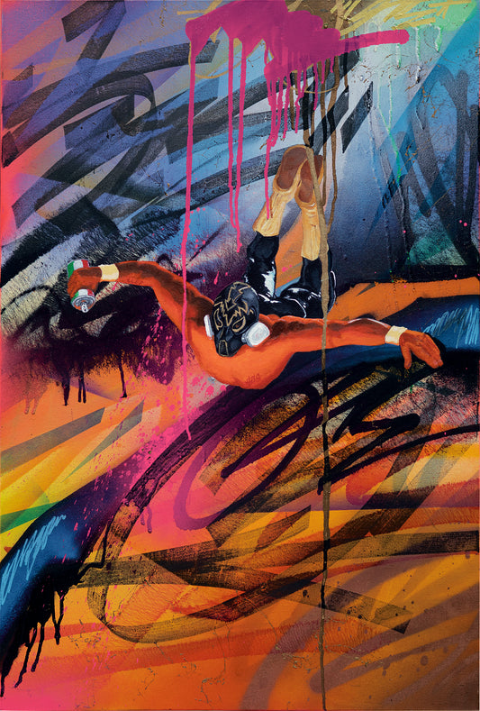 Acrylic Painting - Luchador Volador Collaboration - by SLEP & KLAS