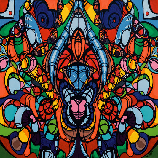 Glass Art Cutting Board of Acrylic Painting of Metamorphosis - by Sal Vargas KLAS